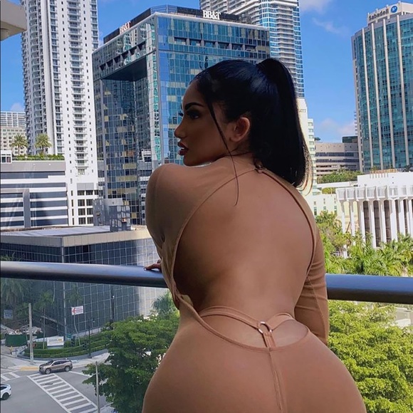 Fashion Nova “Put On A Show Mesh Maxi Dress Taupe” - Picture 5 of 5